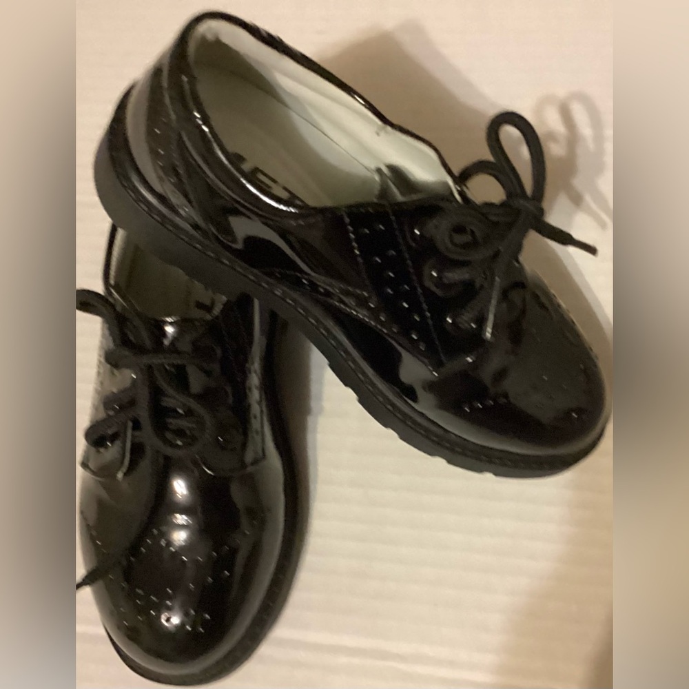 Patent leather shoes unisex 29= 11.5 Black Lace-Up Shoes Boys